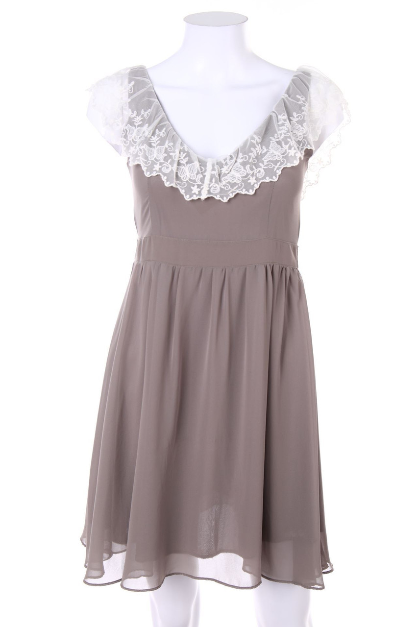 MINA UK - Chiffon-Kleid mit Spitze - S