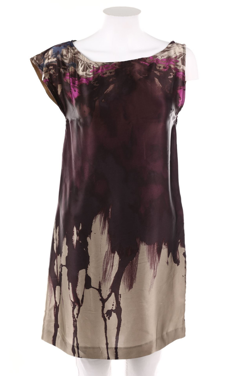 SISLEY - Muster-Seidenkleid mit asymmetrischem Schnitt - XS