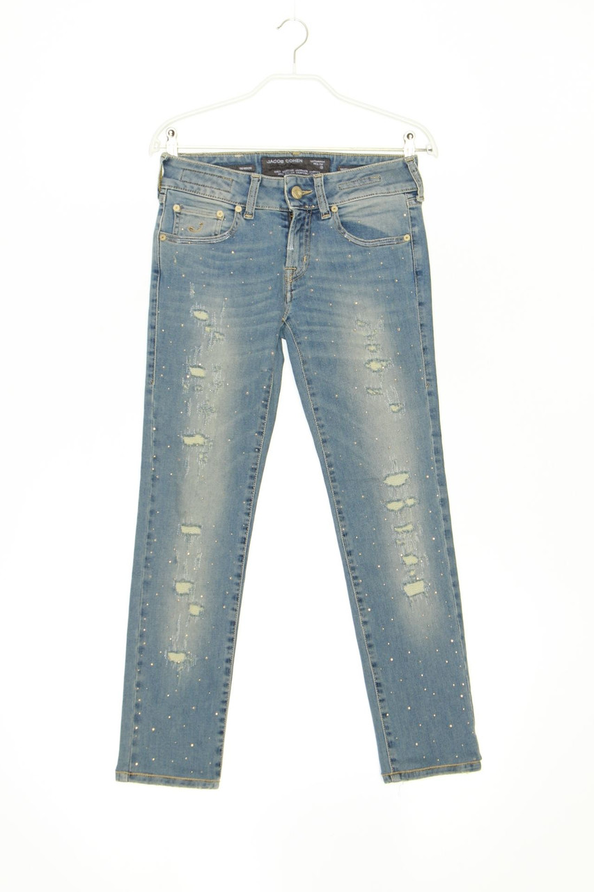 Jacob Cohen - Distressed Skinny-Jeans mit Strass-Steinen - W26