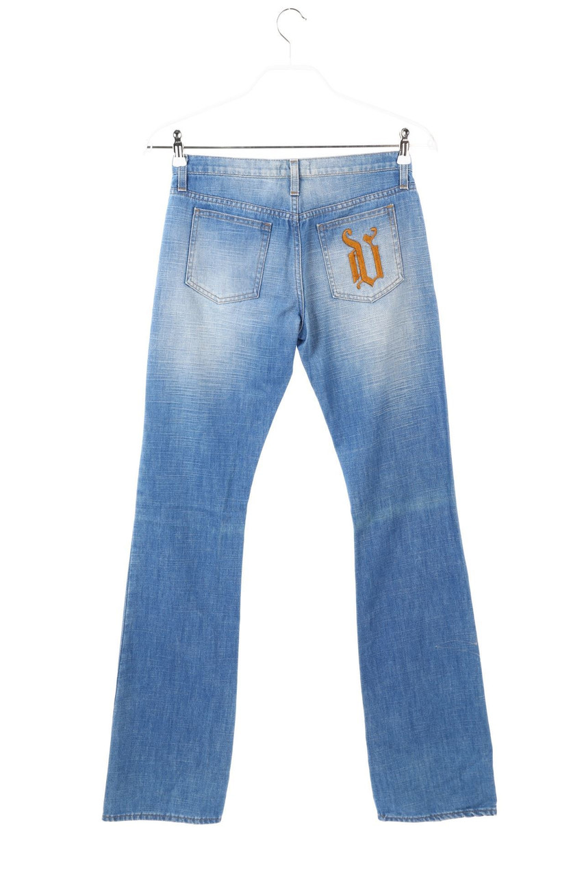 VERSACE - Used Look Flared-Jeans mit Logo-Stickerei - W27