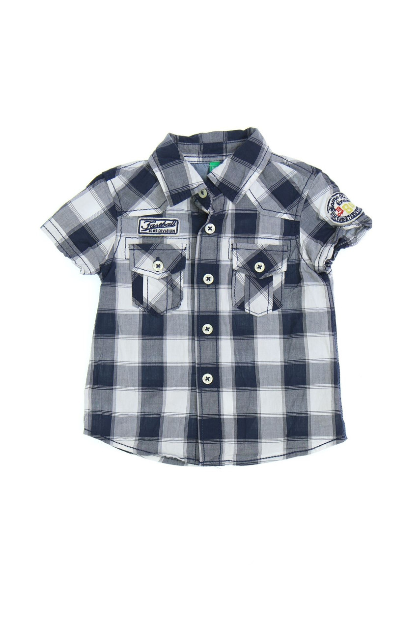 UNITED COLORS OF BENETTON - Kurzarm-Hemd mit Karo-Muster - 74