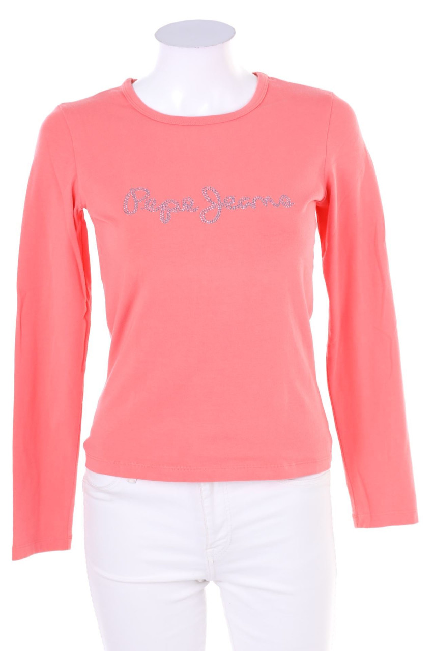 Pepe Jeans - Longsleeve-Shirt mit Strass-Logo - XS