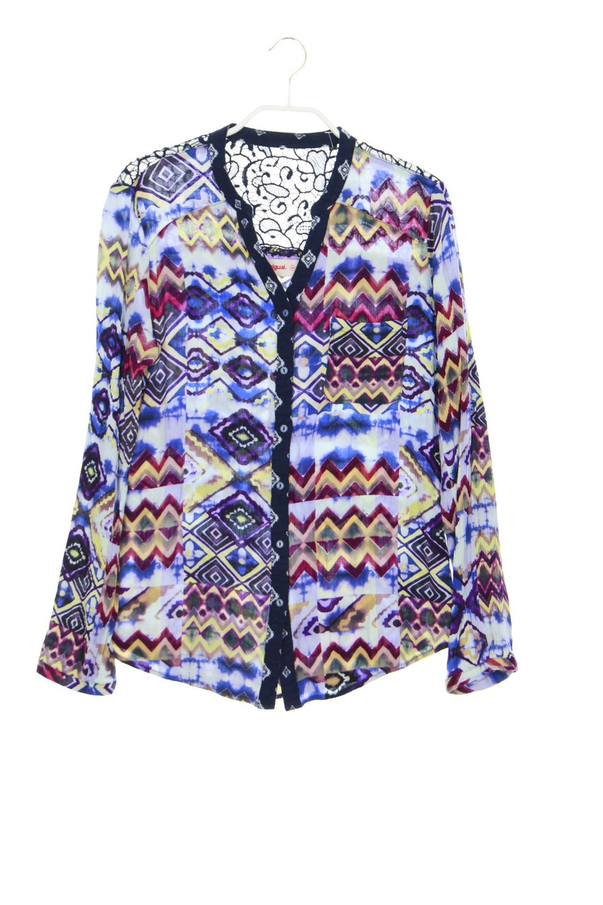 Desigual - Bluse im Ethno-Stil mit Spitzen-Einsatz - M