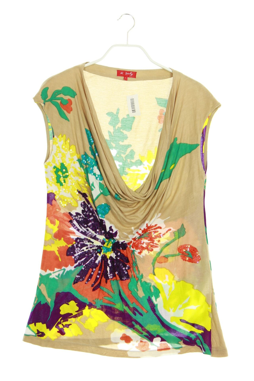 Derhy - Print-Top mit Wasserfall-Ausschnitt - L