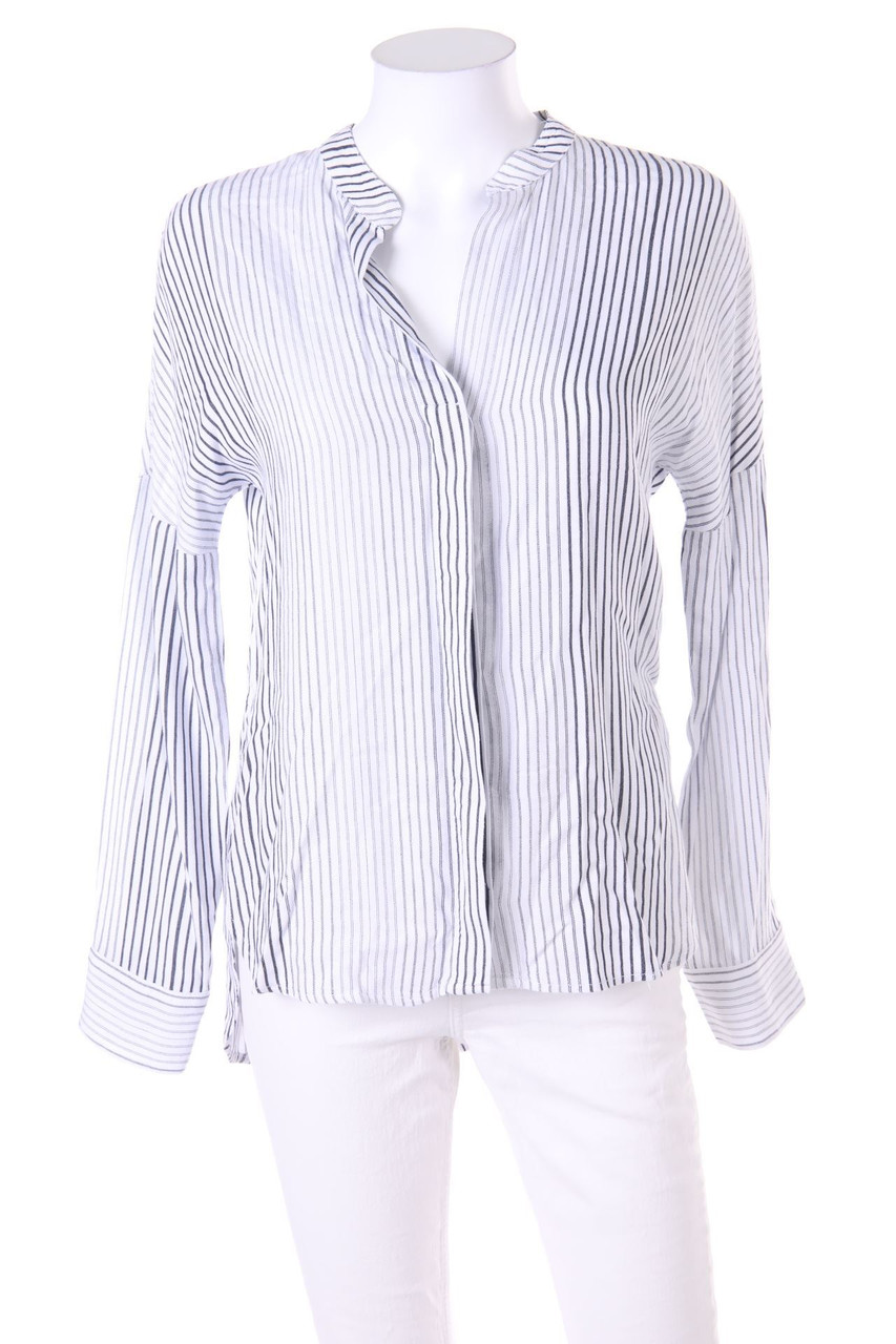 MANGO - Streifen-Hemd-Bluse mit Batwing-Ärmeln - S