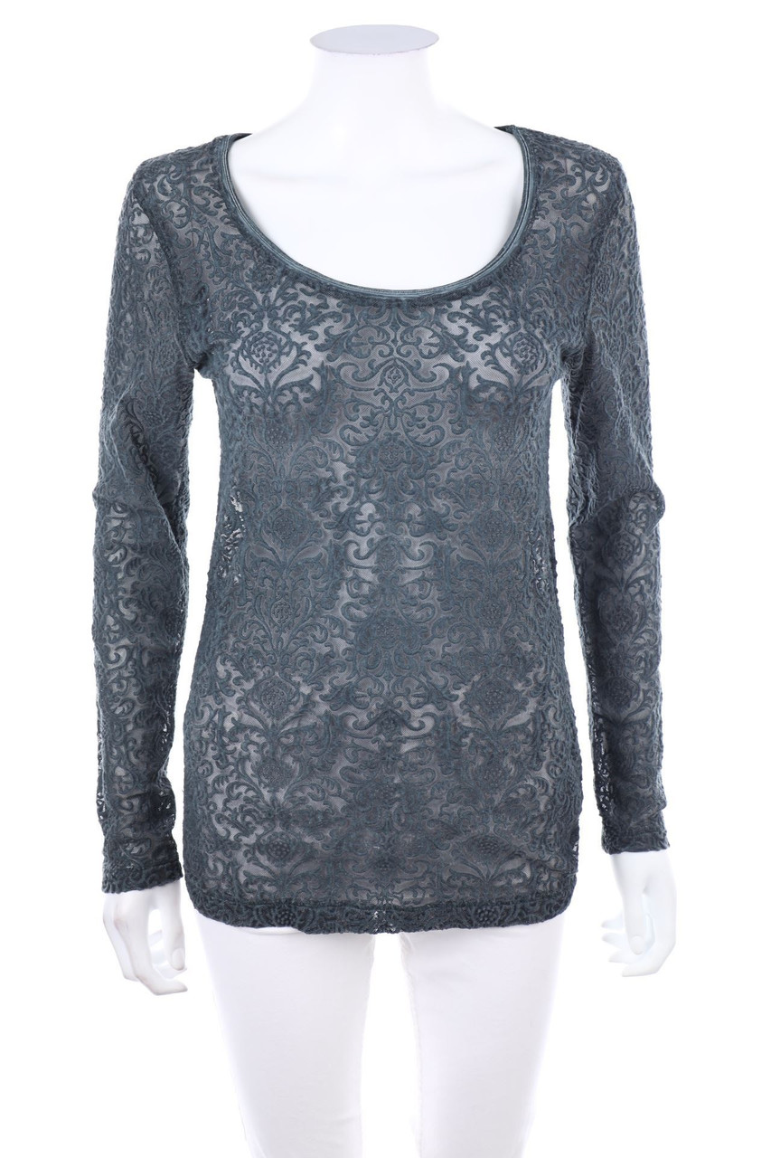 NILE - Garment Dyed-Longsleeve-Shirt aus Mesh mit Stickereien - S