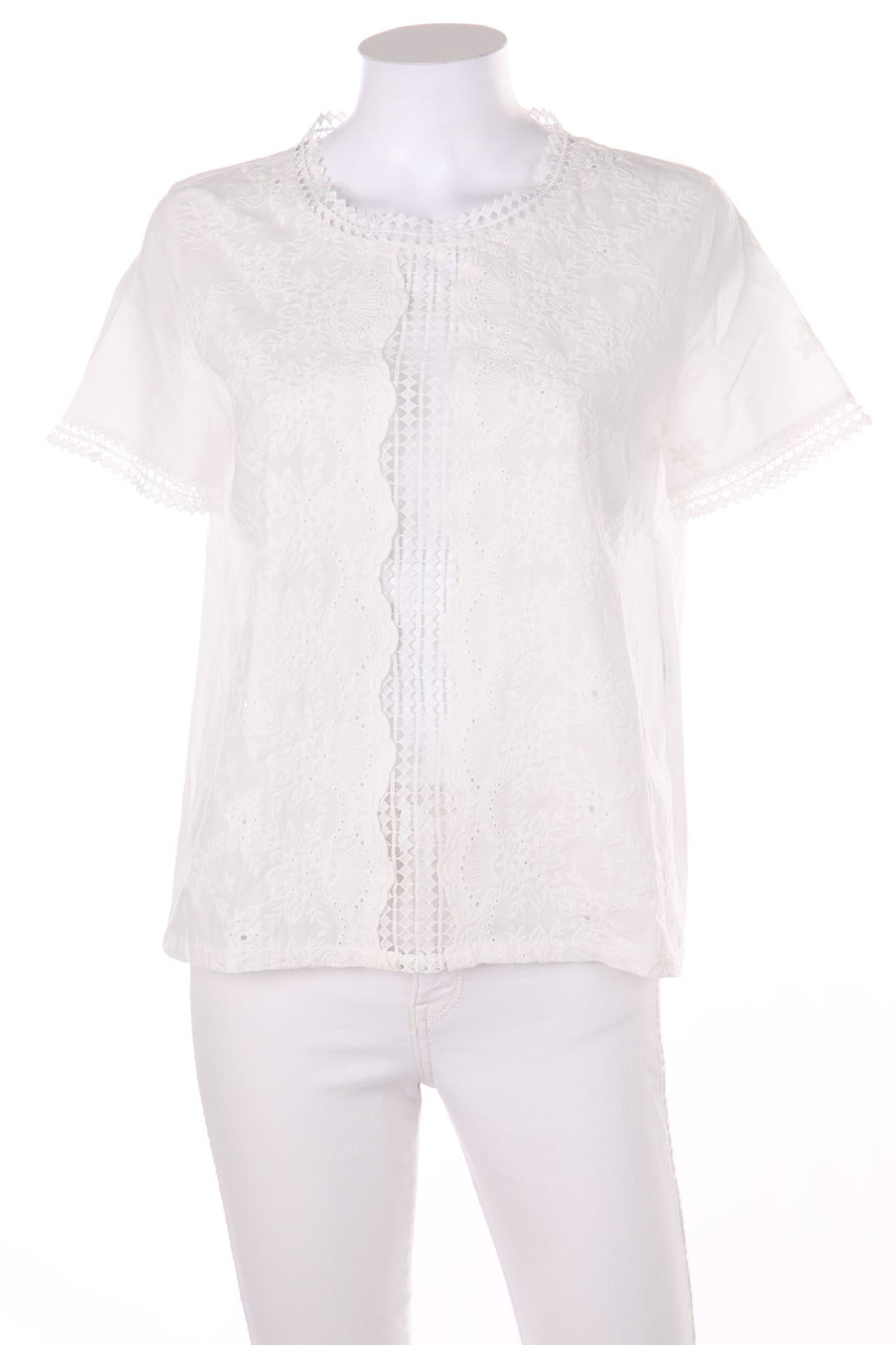 KOOKAI - Kurzarm-Bluse mit Lochspitze - L