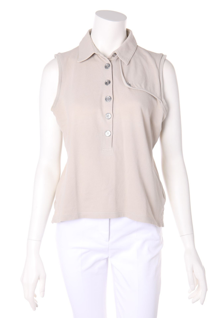 BURBERRY LONDON - ärmelloses Polo-Shirt mit Logo-Knöpfen - M