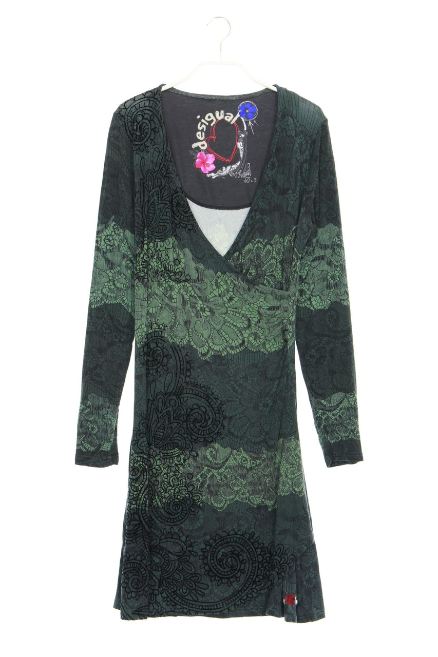 Desigual - Kleid in Wickel-Optik mit Print - S