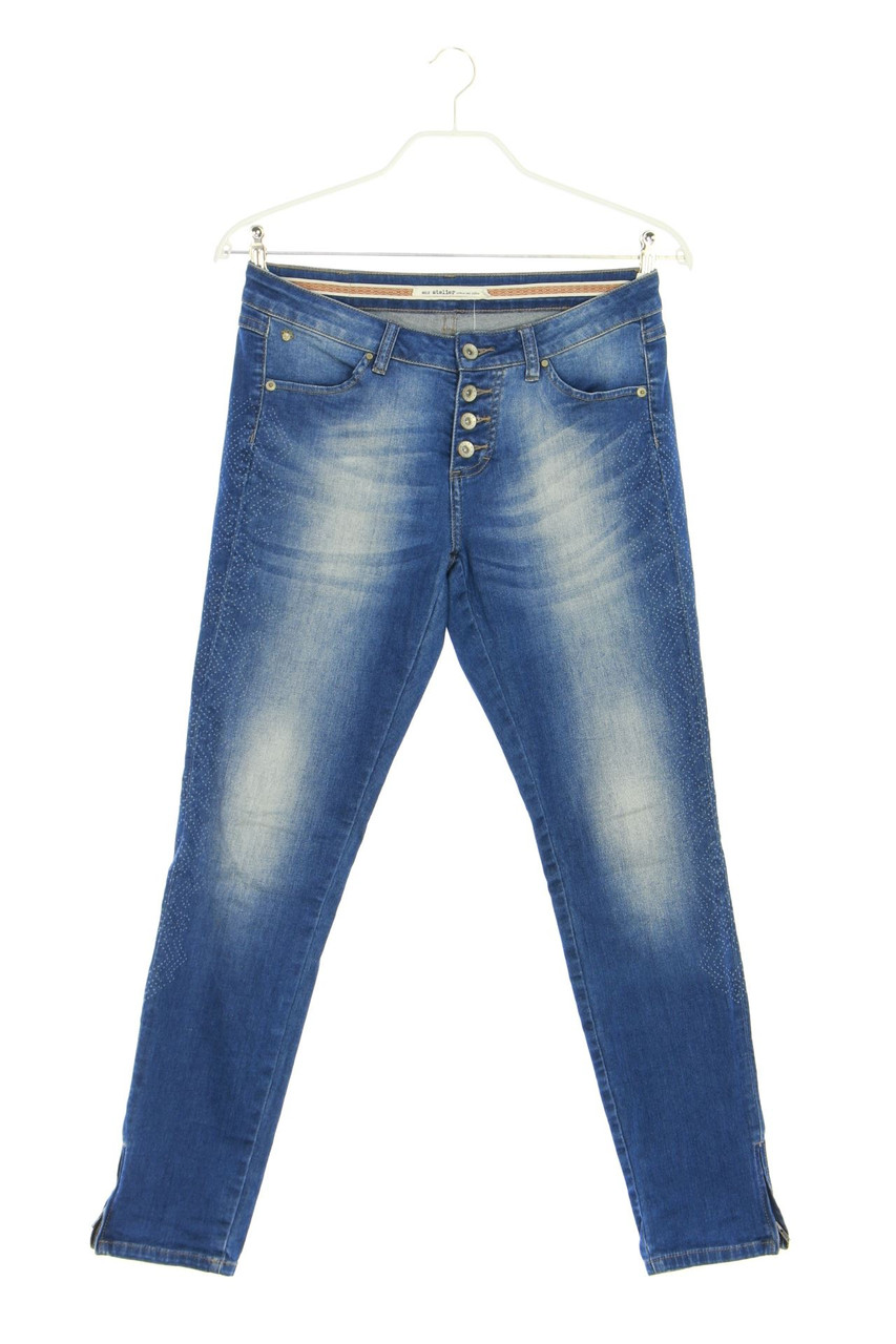 NILE atelier - Used Look Skinny-Jeans mit Zickzack-Muster - S