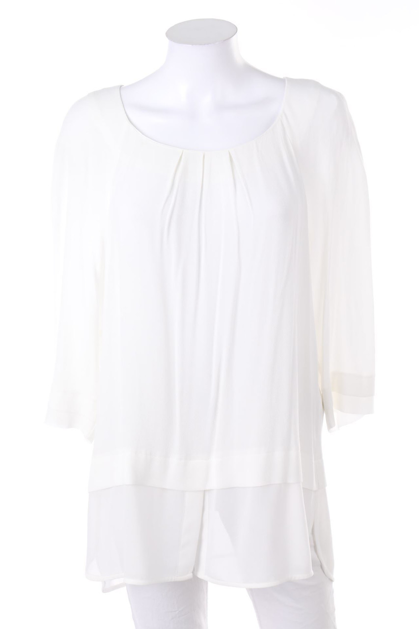 comma - Falten-Bluse mit 3/4-Ärmel im Layer Look - D 42
