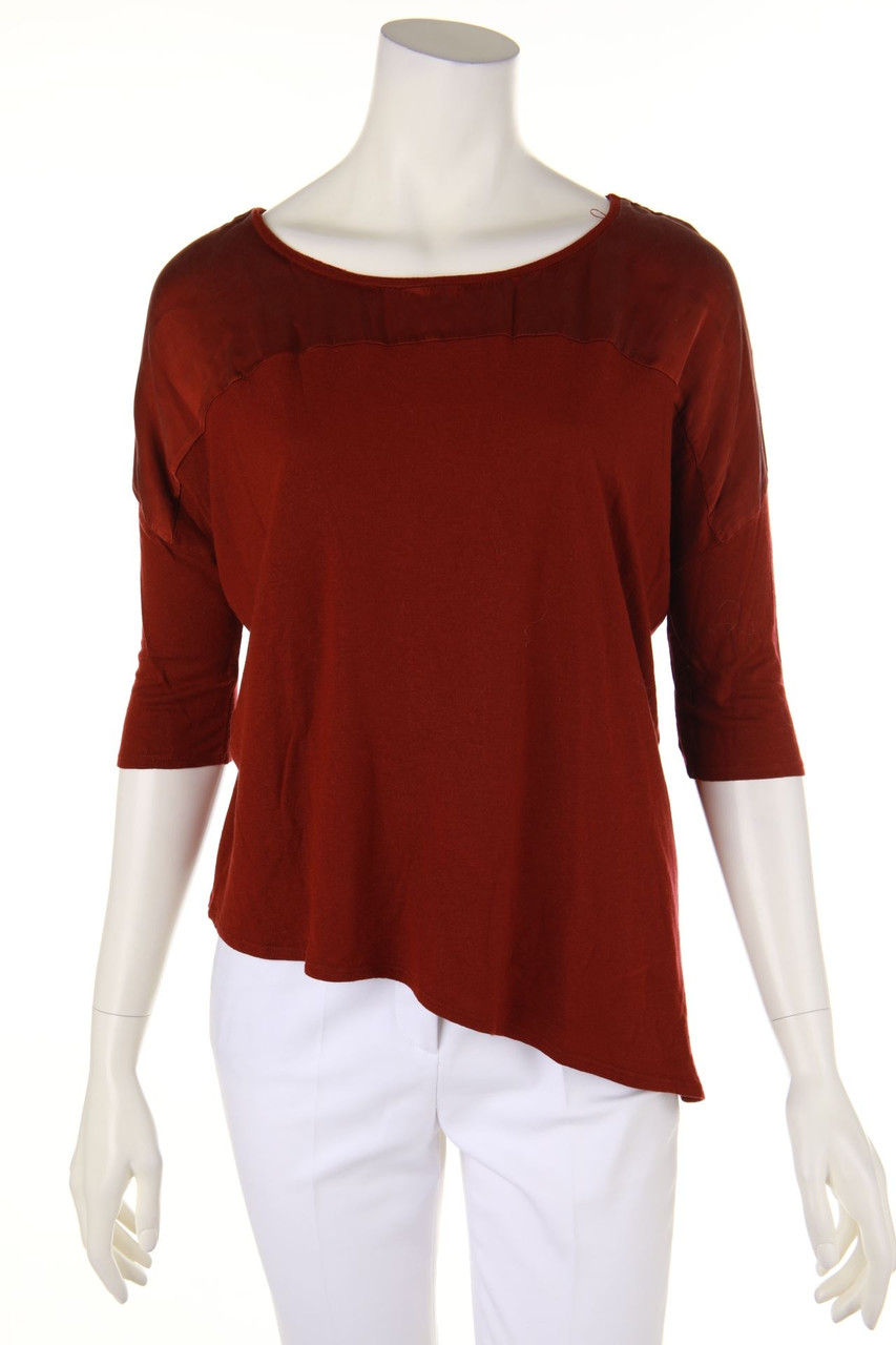 maje - 3/4-Arm-Shirt aus Woll-Mix mit Seiden-Details - D 36