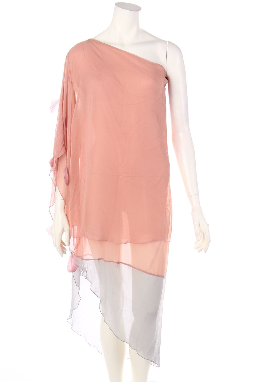 alessandra petersen - One-Shoulder Kleid im Layer Look mit Federn - M