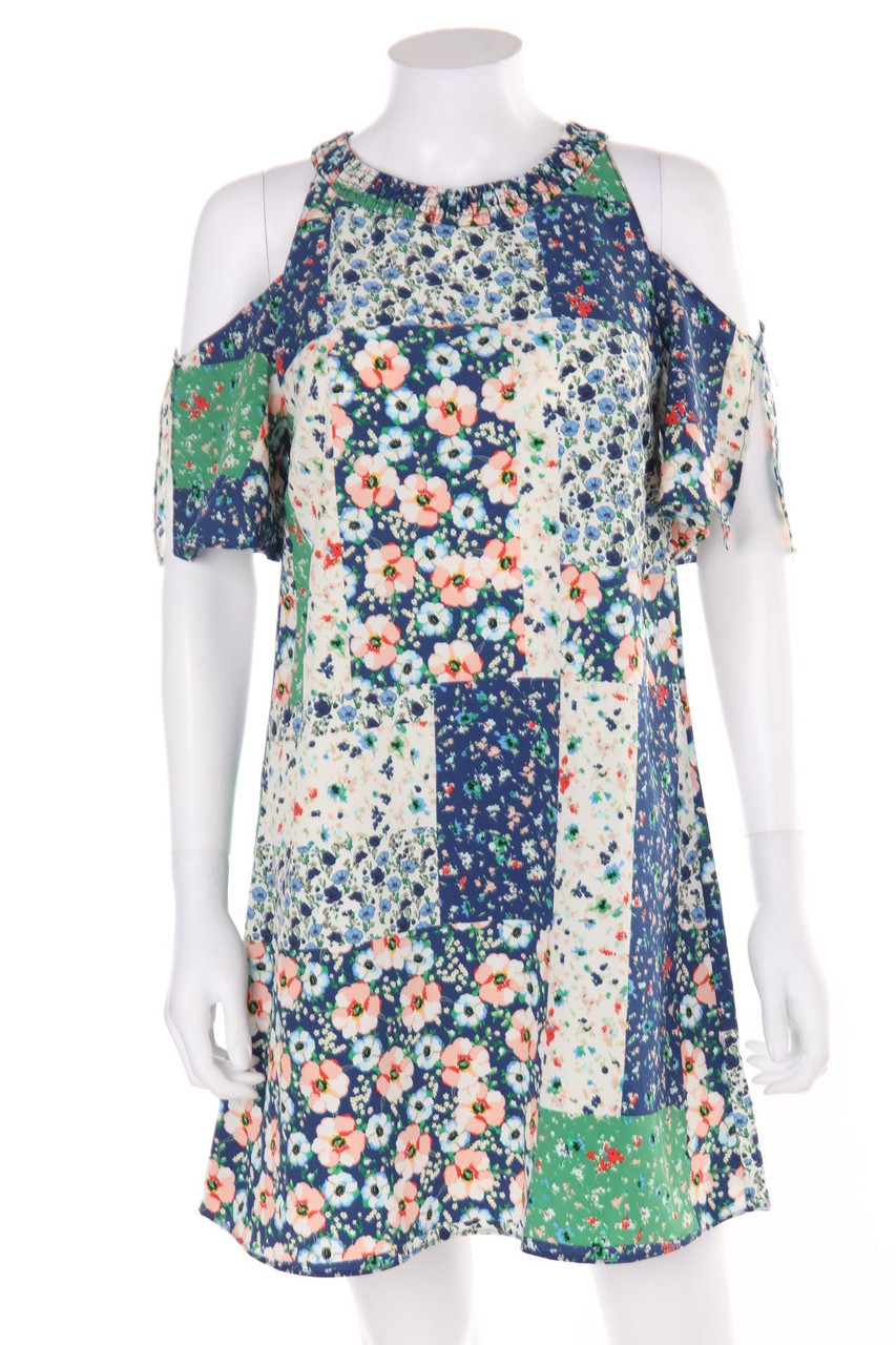 ZARA - Cold-Shoulder-Kleid im Patchwork-Stil - XS