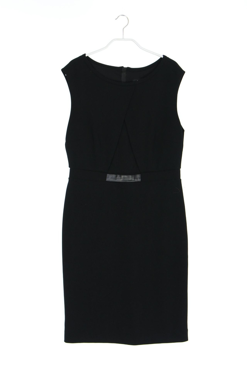 comma - Etui-Kleid mit Kunstleder-Details - D 38