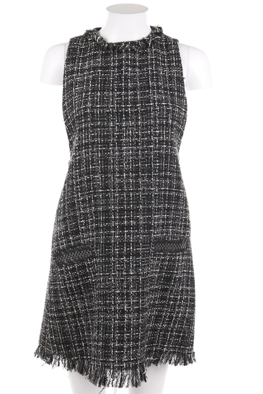 ZARA - Kleid in A-Linie mit Kunstleder-Details - S