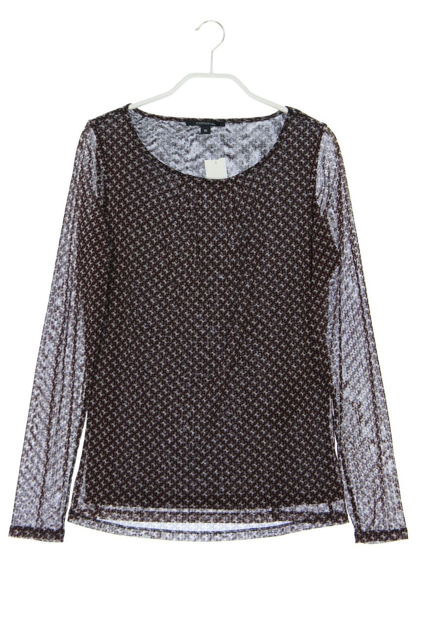 comma - Mesh-Longsleeve-Shirt mit Punkten - D 38