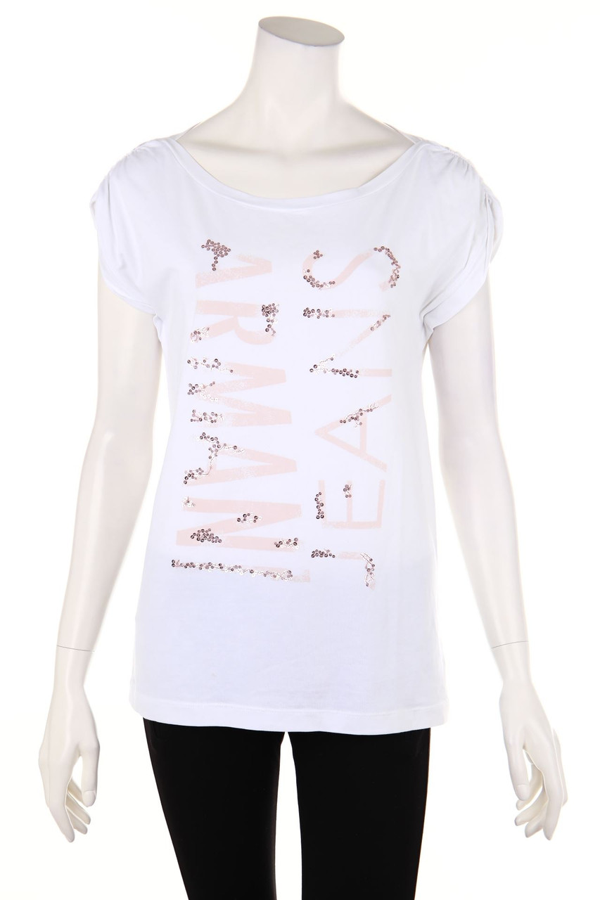 AJ ARMANI JEANS - Shirt mit Logo-Print mit Pailletten - D 42