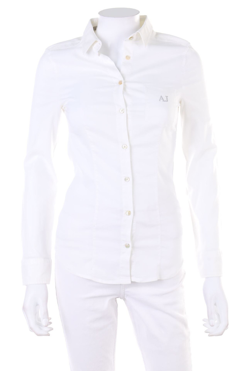 AJ ARMANI JEANS - Bluse aus Baumwoll-Mix mit Strass-Steinen - D 34