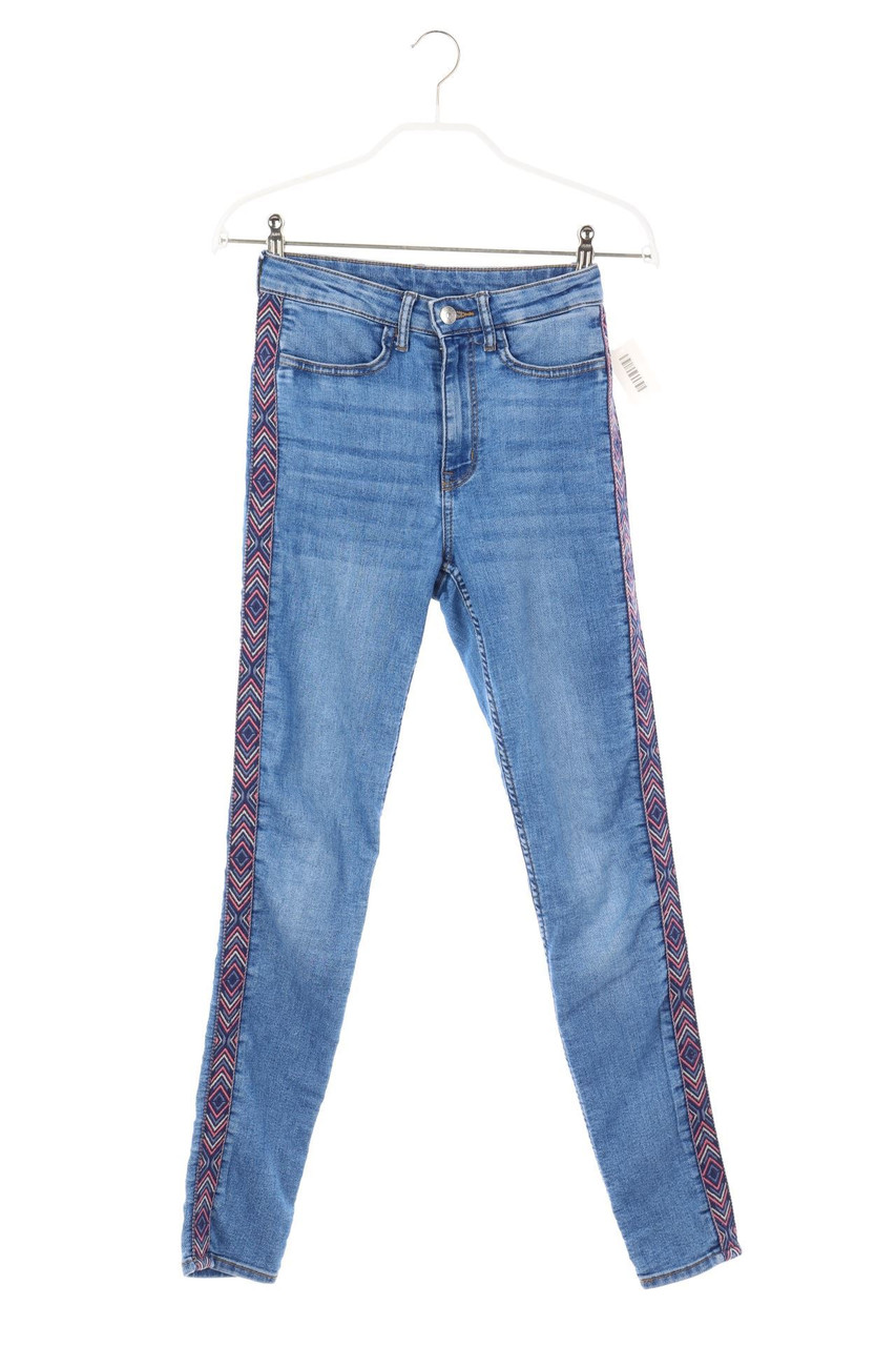 H&M DIVIDED - Used Look Skinny-Jeans mit Applikationen - D 34