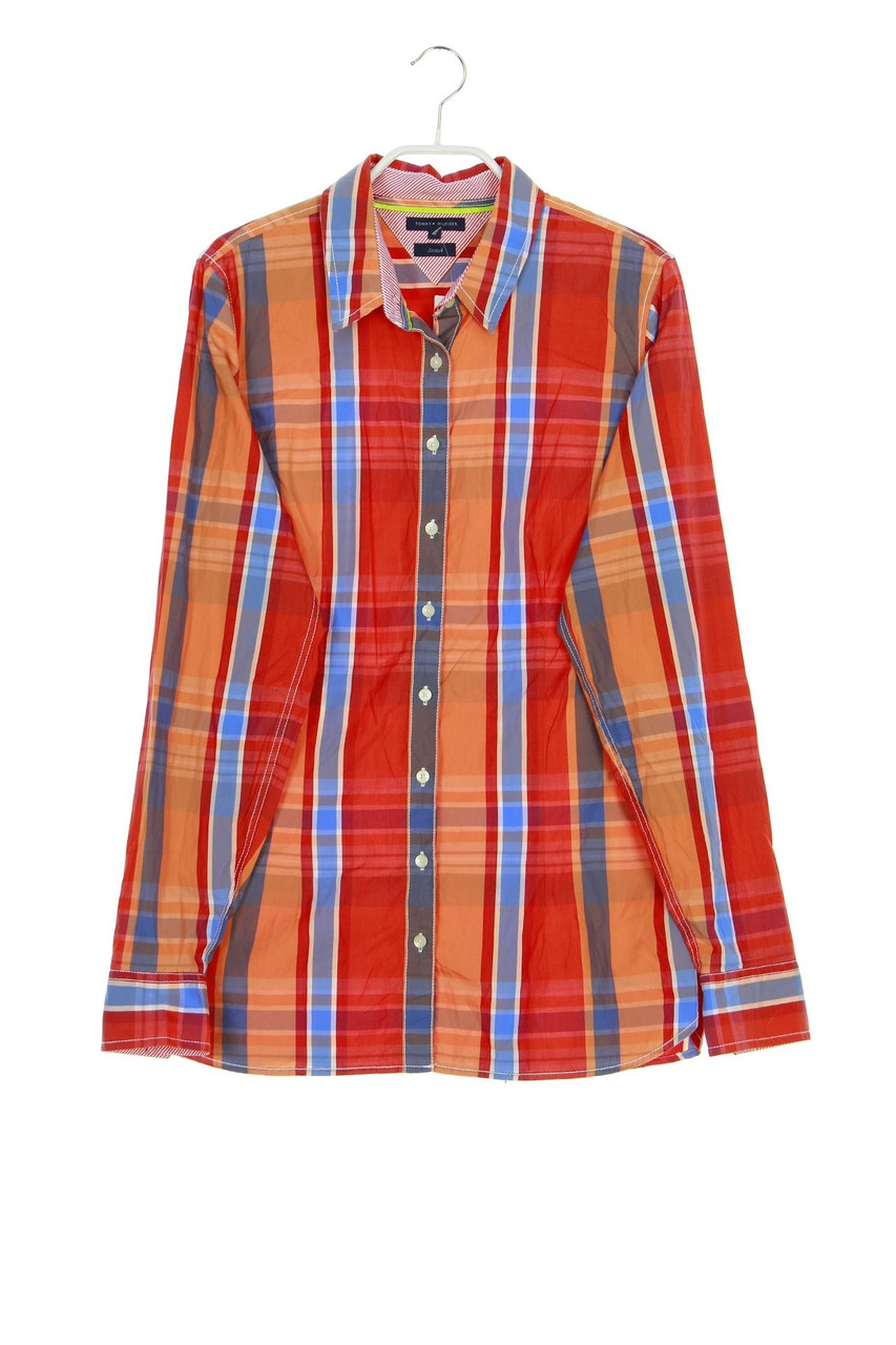 TOMMY HILFIGER - Karo-Hemd-Bluse mit Logo-Stickerei - D 40