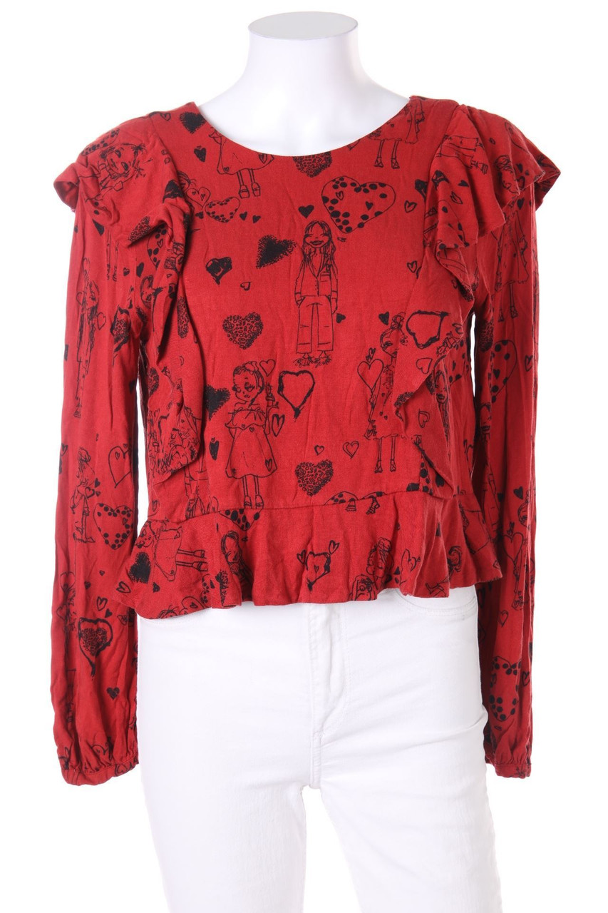 ZARA TRF - Volant-Bluse mit Print - M