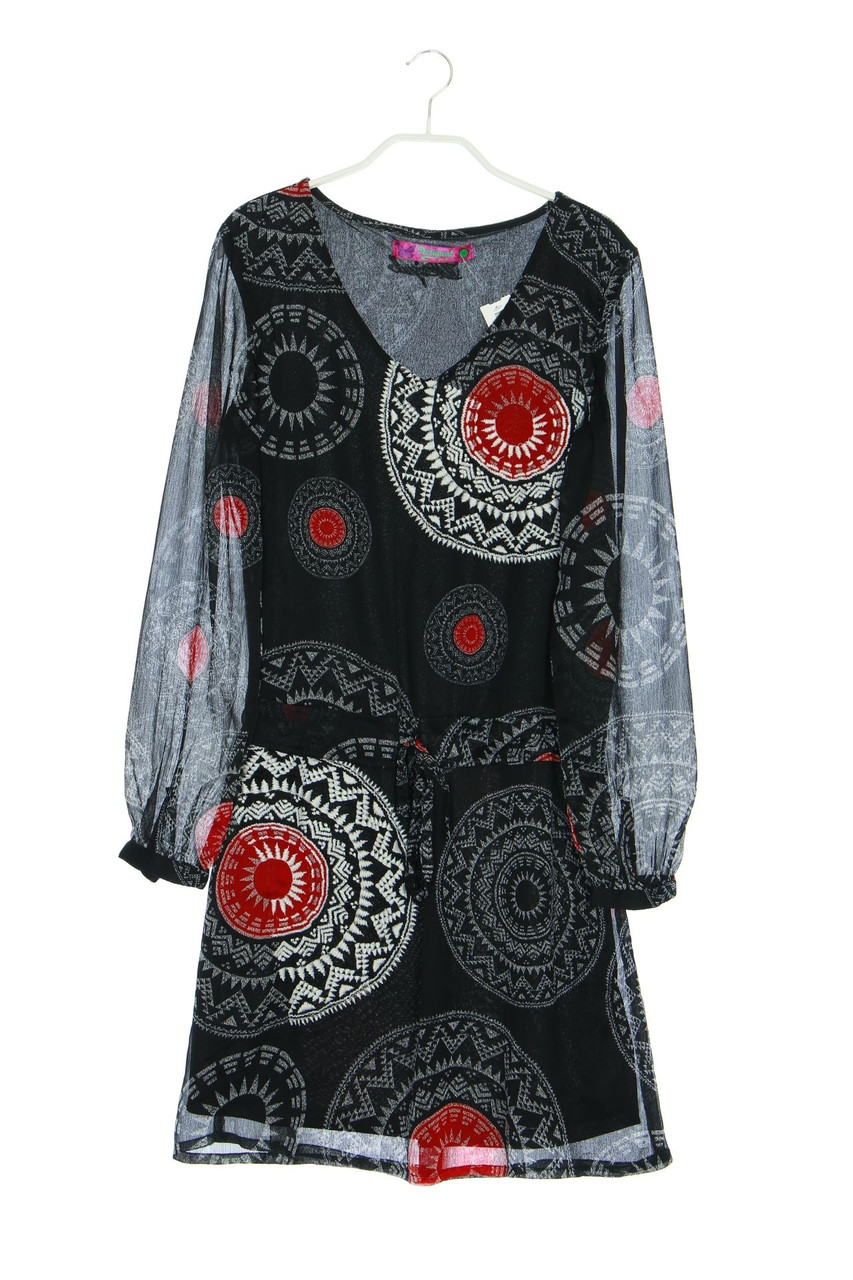 Desigual - Chiffon-Kleid im Ethno-Stil mit Stickereien - D 36