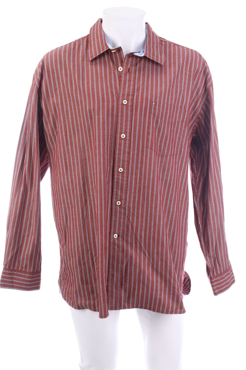 TOMMY HILFIGER - gestreiftes Hemd mit Logo-Stickerei - XL