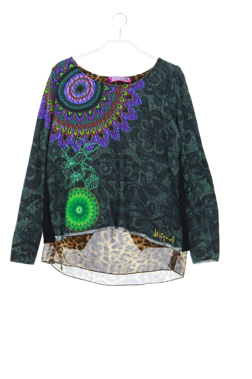 Desigual - Strick-Pullover im Layer Look mit Logo-Stickerei - S