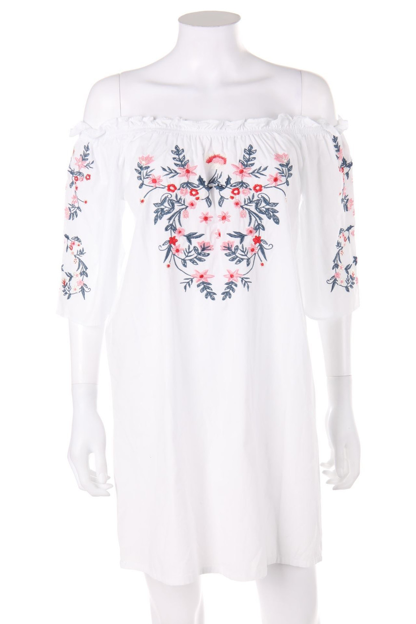 AMISU - Carmen-Boho-Kleid mit Stickereien - D 34