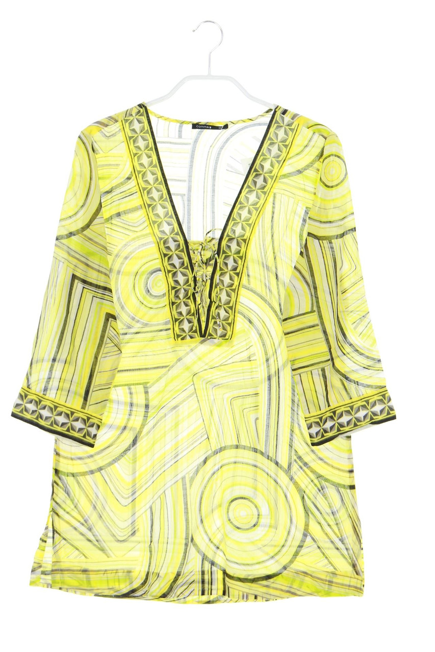 comma - Muster-Tunika-Bluse im 70s-Style mit Schnürung - D 36