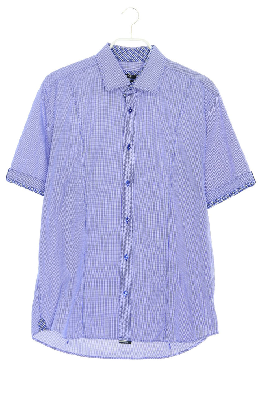 SECONDHAND - Baumwoll-Kurzarm-Hemd mit Karo-Muster - 52