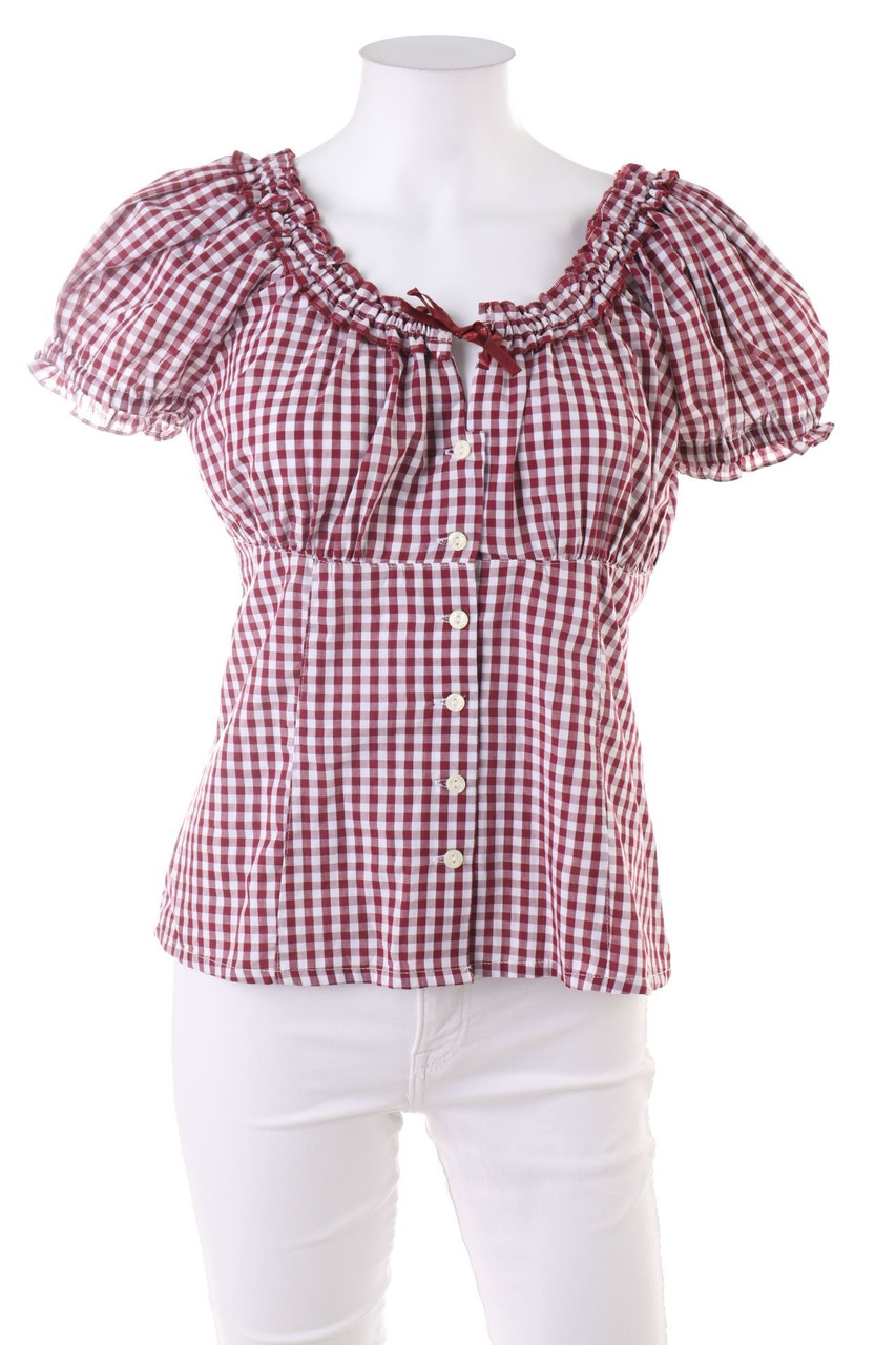 Waldschütz - Trachten-Bluse mit Karo-Muster - D 38