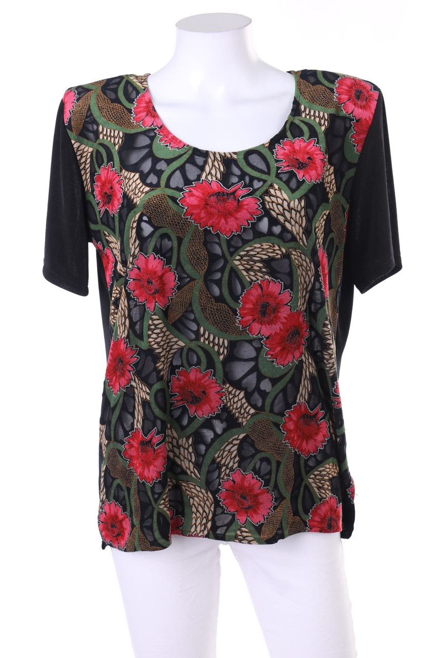 Ohne Label - Kurzarm-Shirt mit floralem Muster - D 40