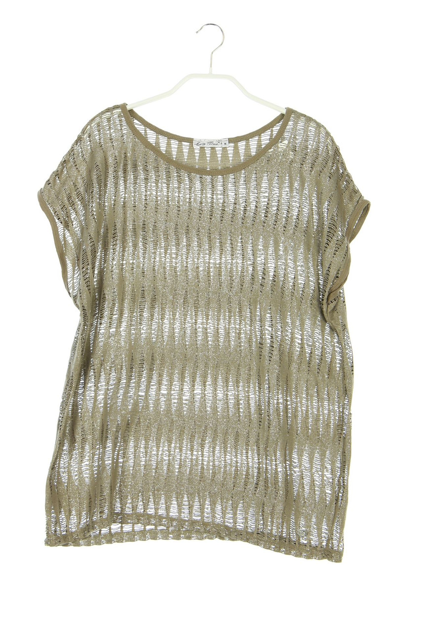 Lisa Tossa - Destroyed-T-Shirt mit Metallic-Effekt - M