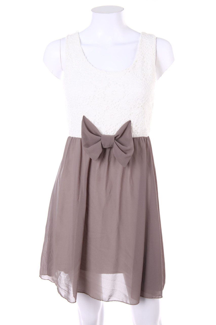 Ohne Label - Two Tone-Kleid mit Spitzen-Einsatz - D 36