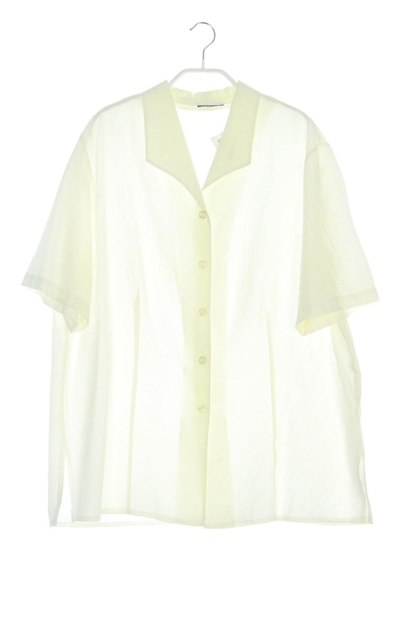 Ohne Label - Kurzarm-Bluse mit Stickereien - XXL