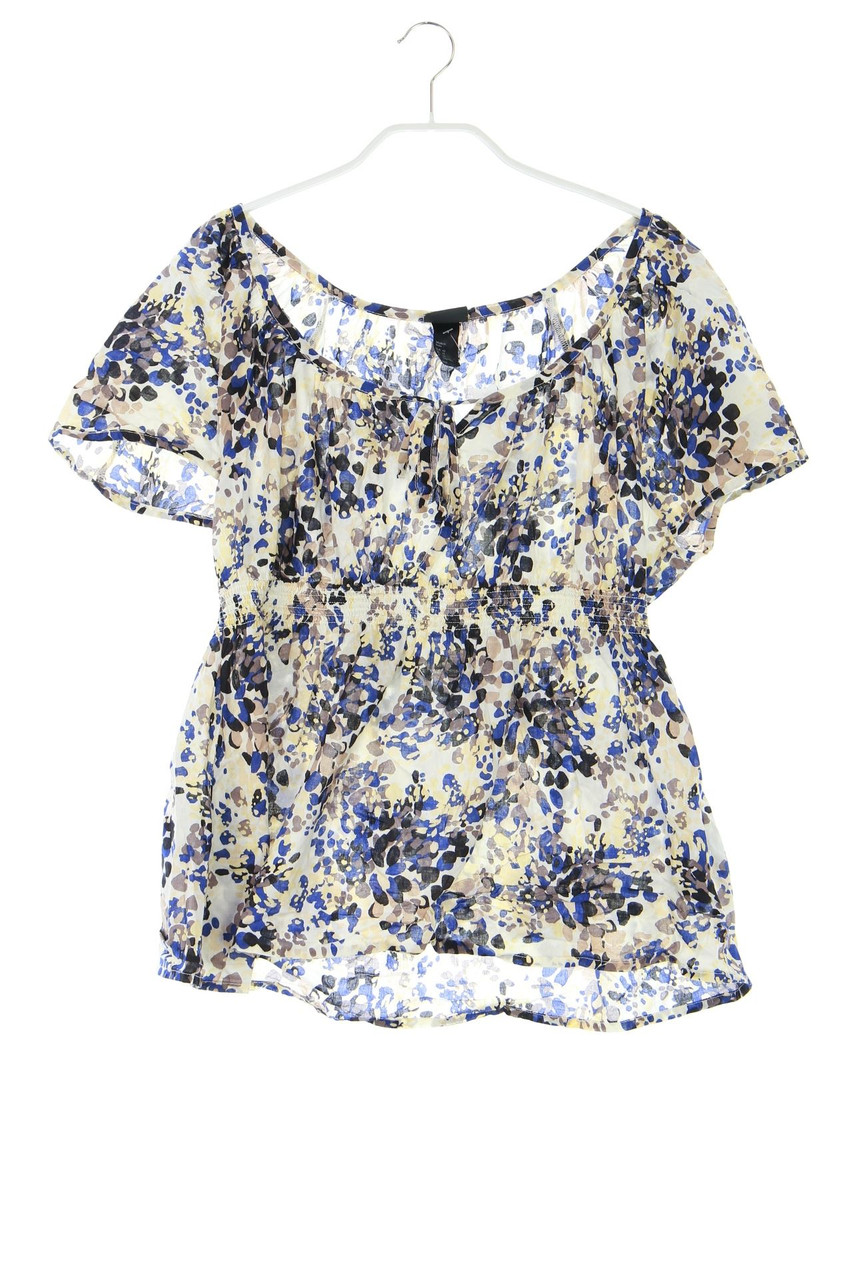 H&M - Muster-Kurzarm-Bluse mit Gummizug - D 42
