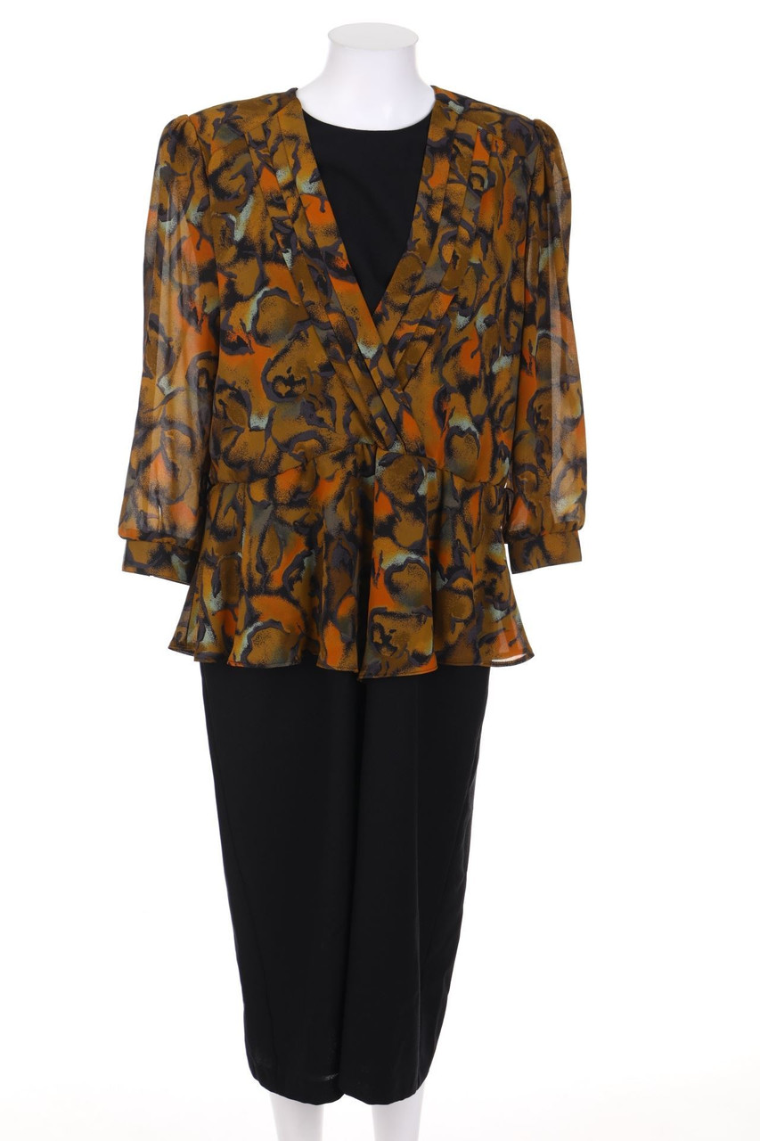 Ohne Label - Vintage-Kleid mit Print im Layer Look - D 42