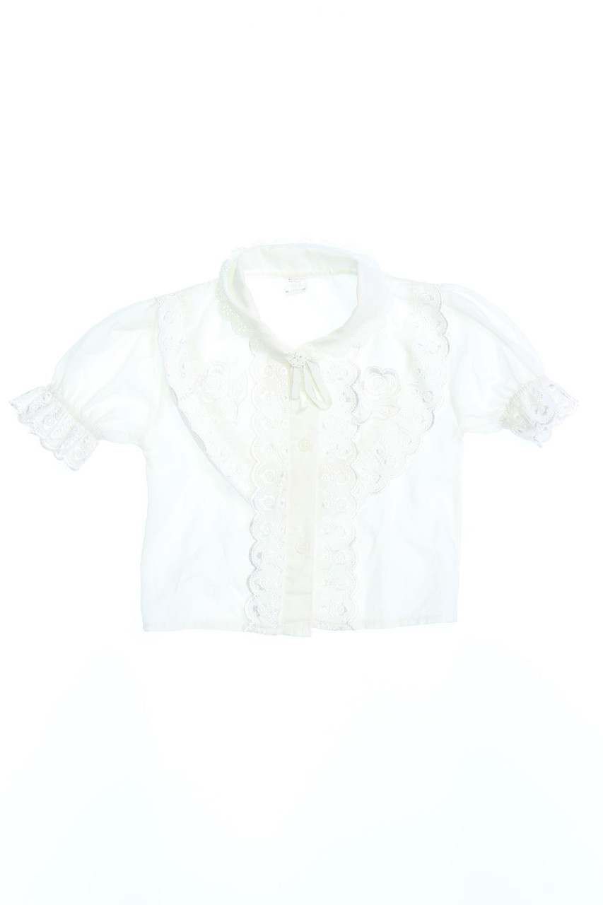 Ohne Label - Vintage-Trachten-Bluse mit Stickereien - 110