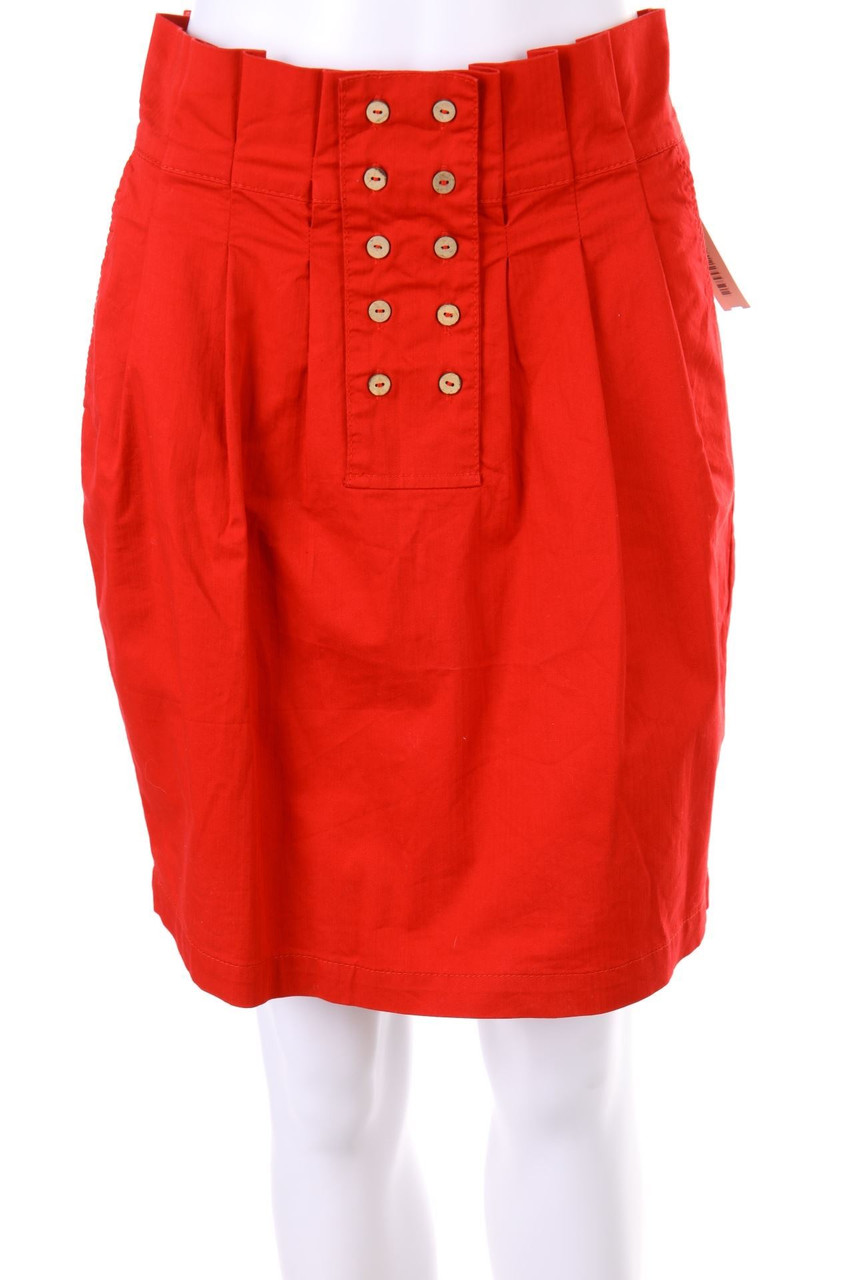 PULL&BEAR - Falten-Mini-Rock mit Schmuck-Knöpfen - L