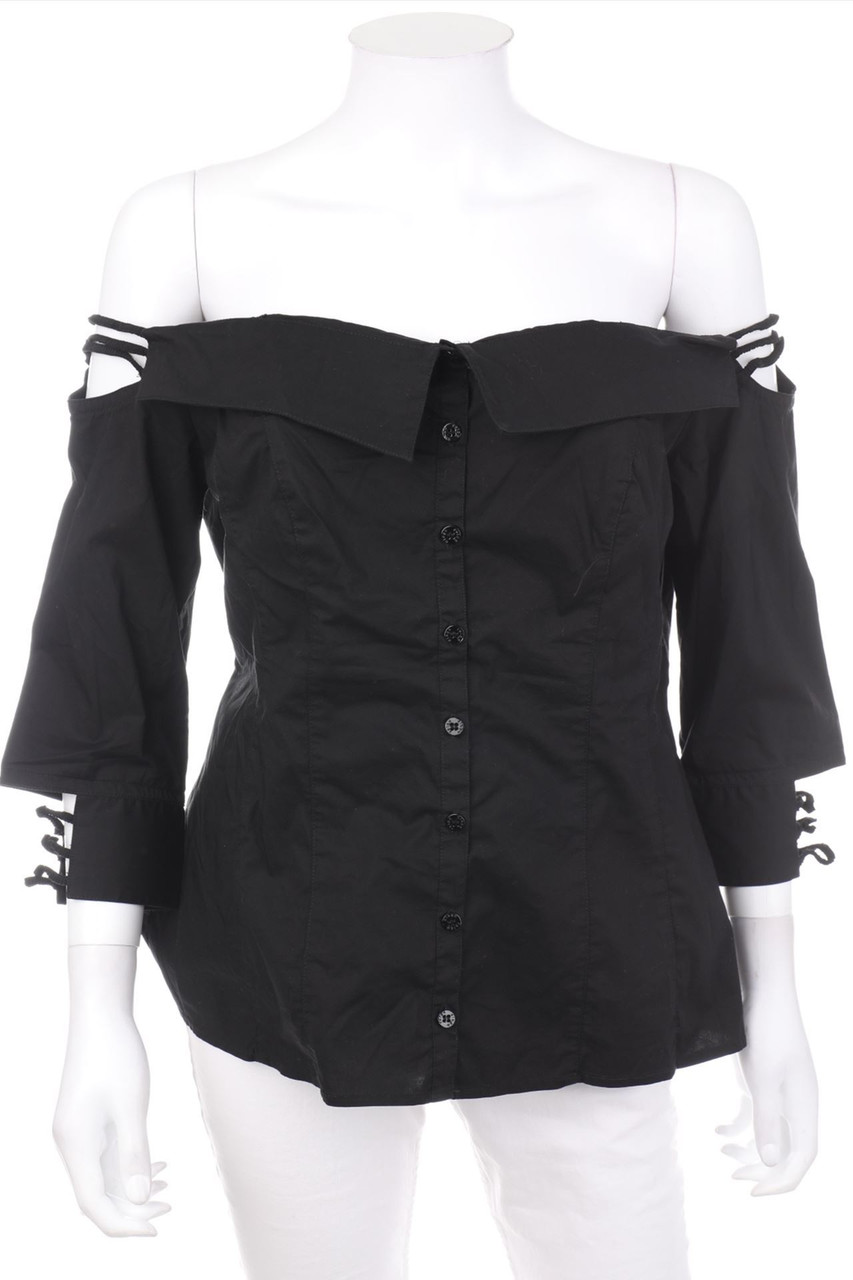 diego reiga - Carmen-Bluse mit Cut-outs mit Stretch - L