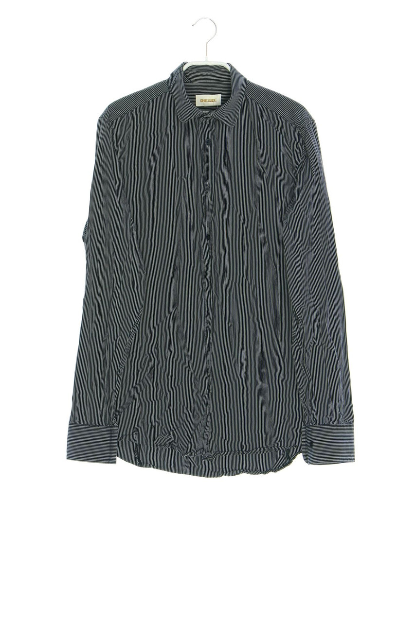 DIESEL - gestreiftes Hemd mit Logo-Badge - M