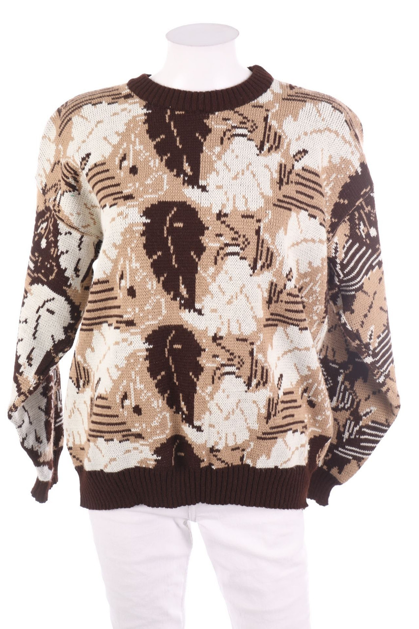 VINTAGE - Strick-Pullover mit floralem Muster - XL