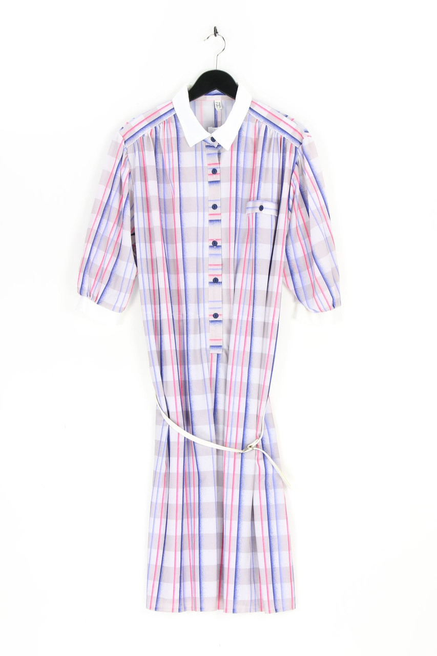 VINTAGE - Karo-Blusenkleid mit Gürtel - D 50