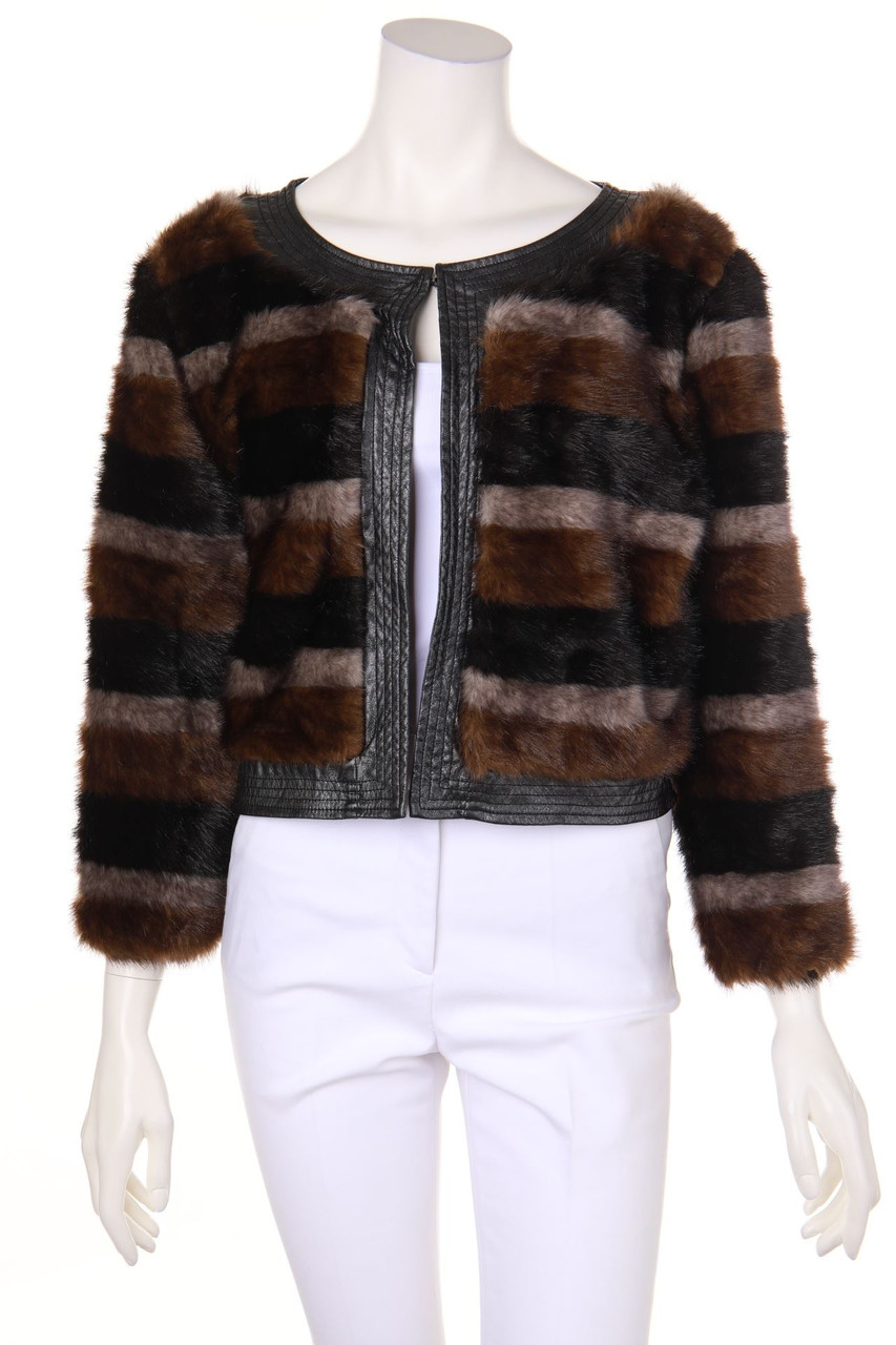 Naná Nucci - Fake Fur-Jacke mit Kunstleder-Details - D 42