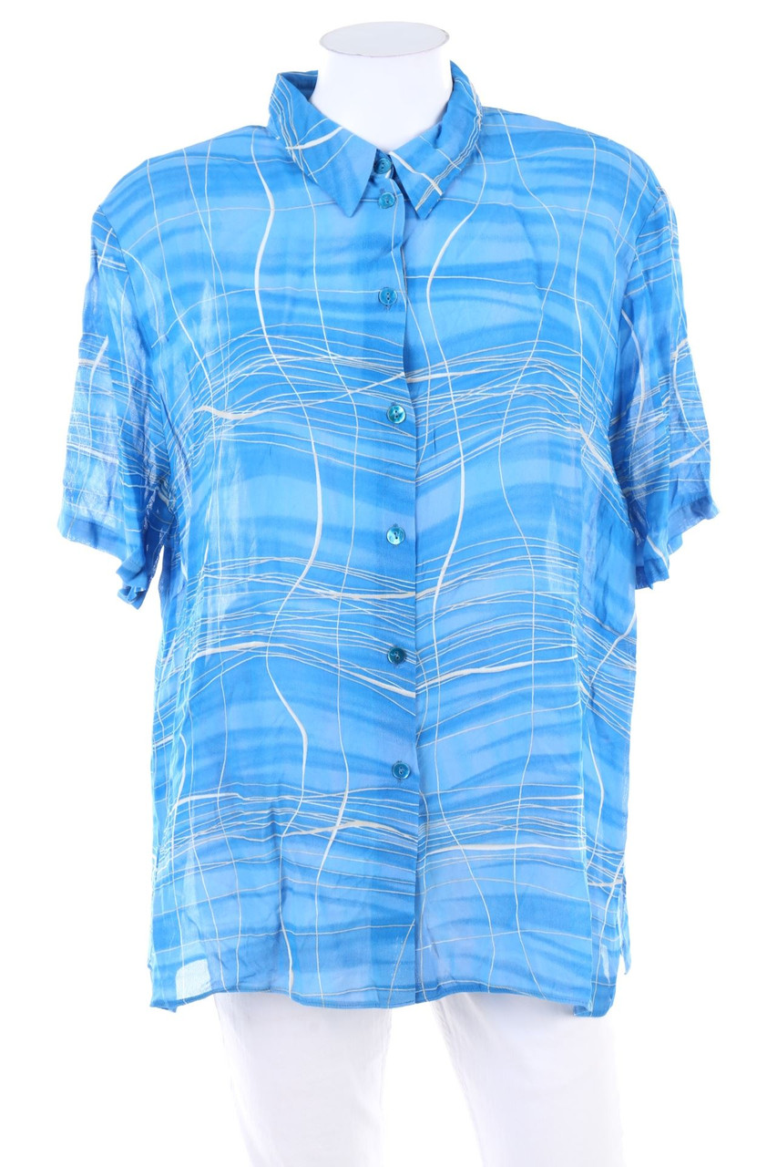 Ohne Label - Kurzarm-Bluse mit Print - D 46