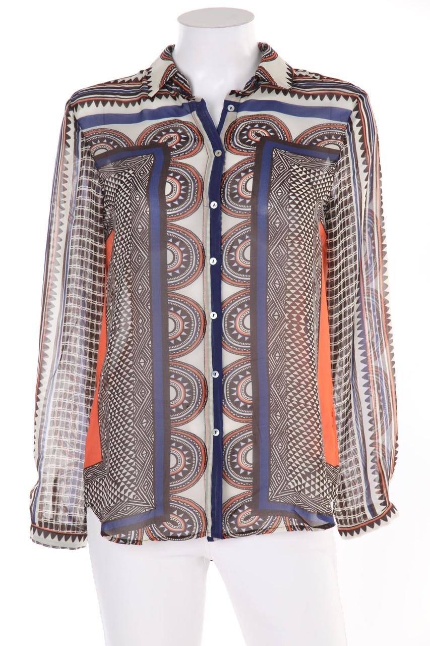 ZARA - Chiffon-Hemd-Bluse mit geometrischem Muster - S