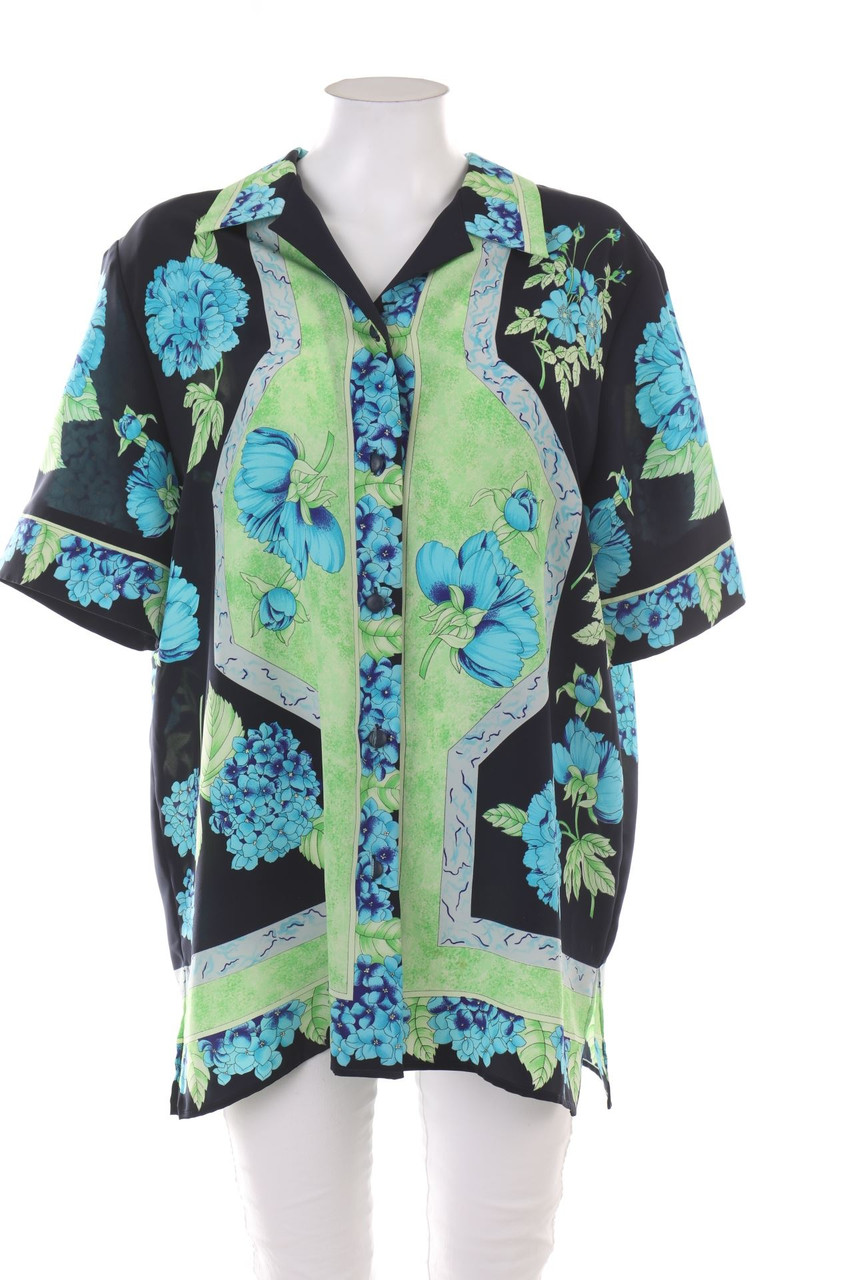 WEILL - Vintage-Kurzarm-Bluse mit floralem Muster - D 46