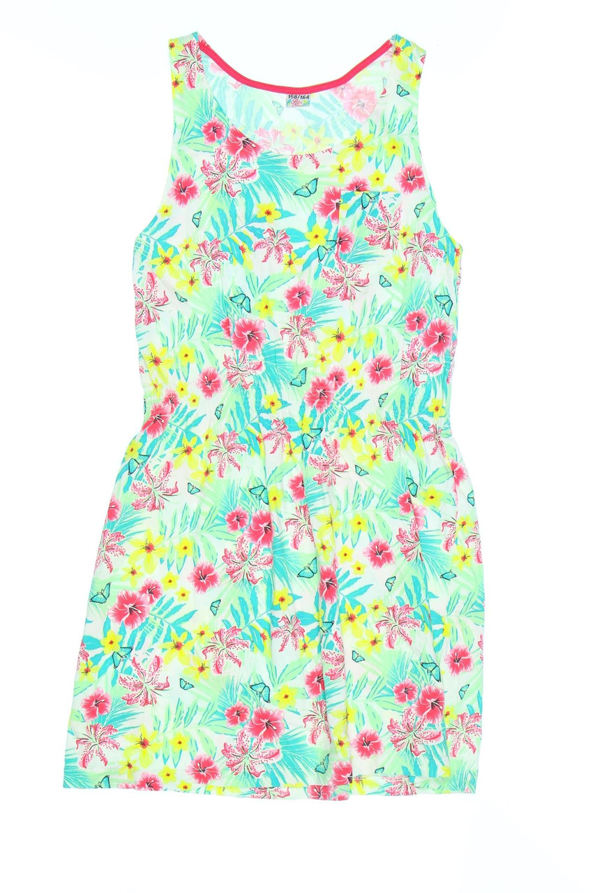 Ohne Label - Kleid aus Jersey mit Tropical Print - 164